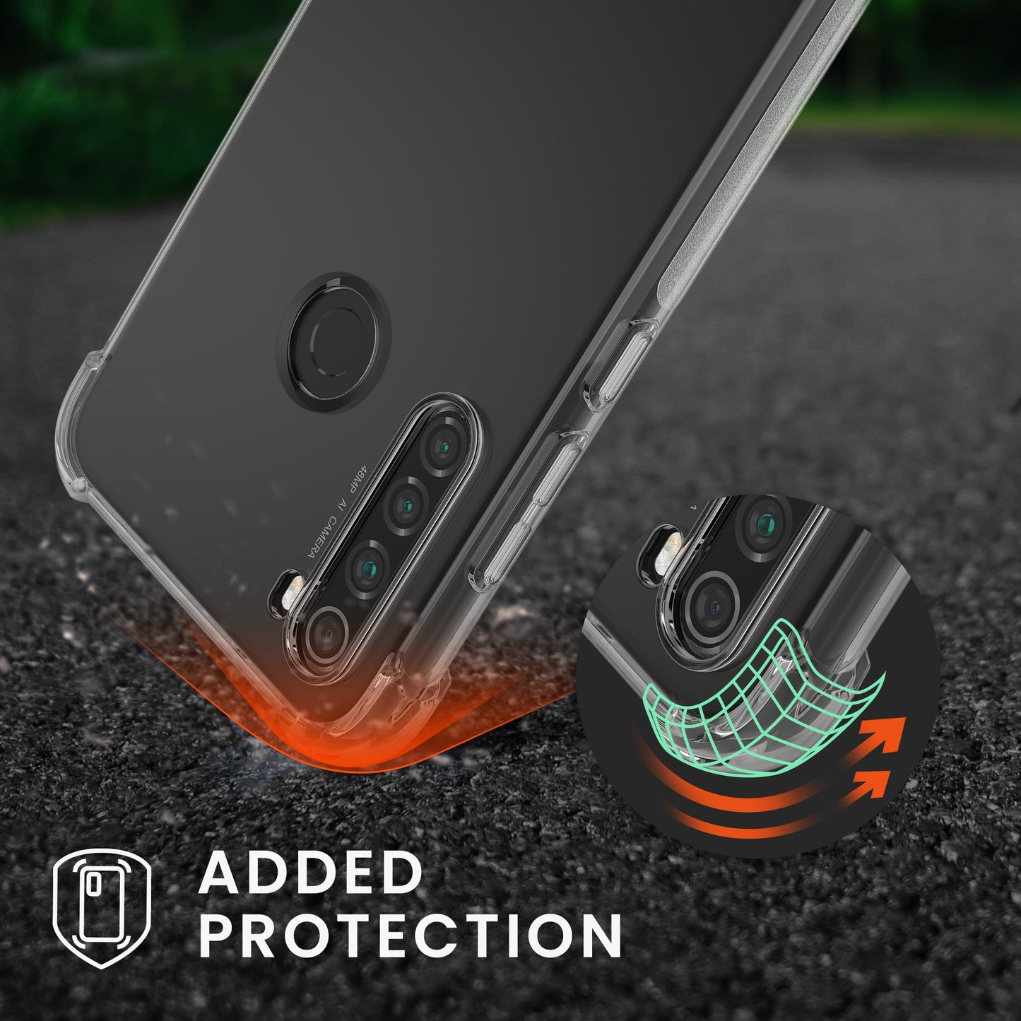 kwmobile Necklace Case compatible with Xiaomi Redmi Note 8 Silicone Cover with Lanyard Transparent