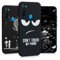 kwmobile Hülle kompatibel mit Xiaomi Redmi Note 8 (2019 / 2021) - Handyhülle Silikon Case - Don't touch my Phone Weiß Schwarz Weiß  [dsg01]