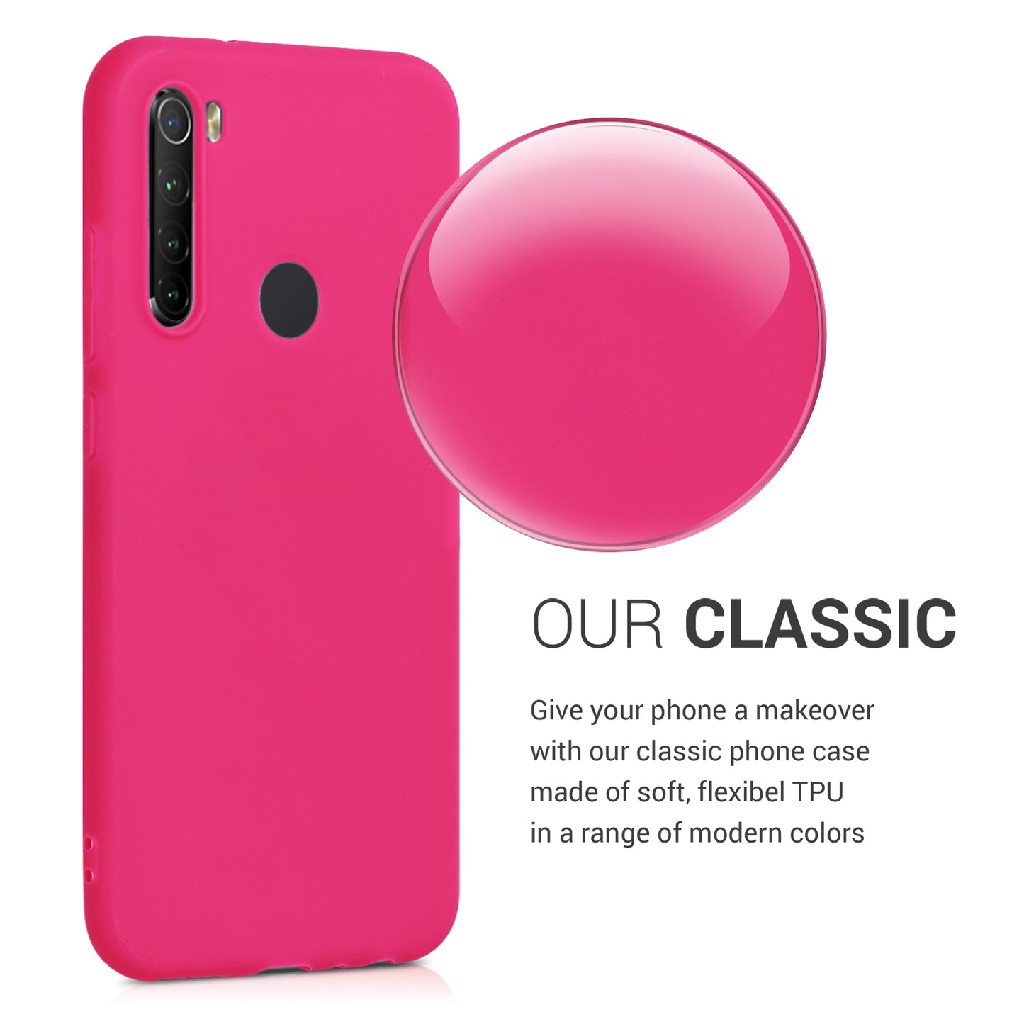 kwmobile Phone Case for Xiaomi Redmi Note 8 (2019 / 2021) Case - Wireless Charging - Protective Cover