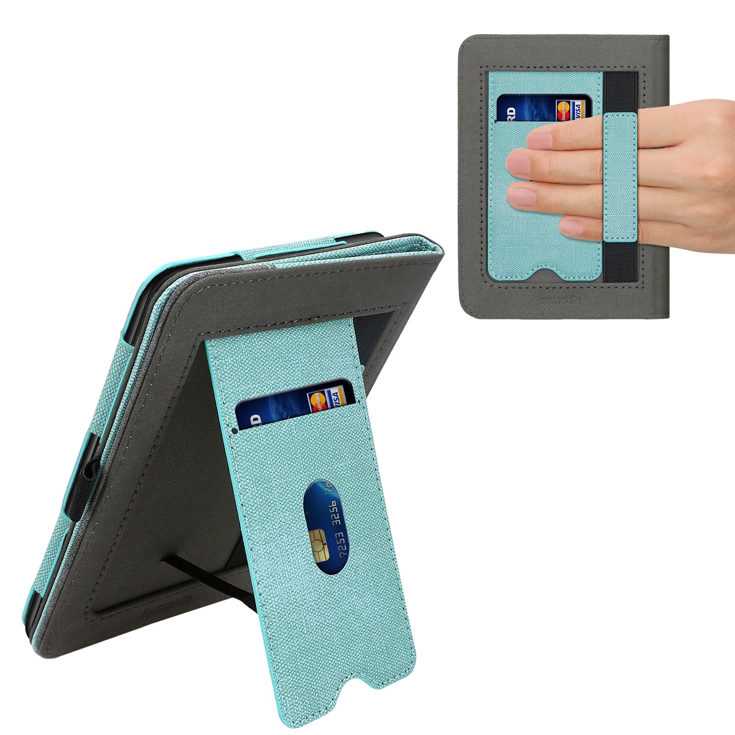 kwmobile Case Compatible with Tolino Vision 1 / 2 / 3 / 4 HD Cover Flip Case with Hand Strap Faux Leather Cover