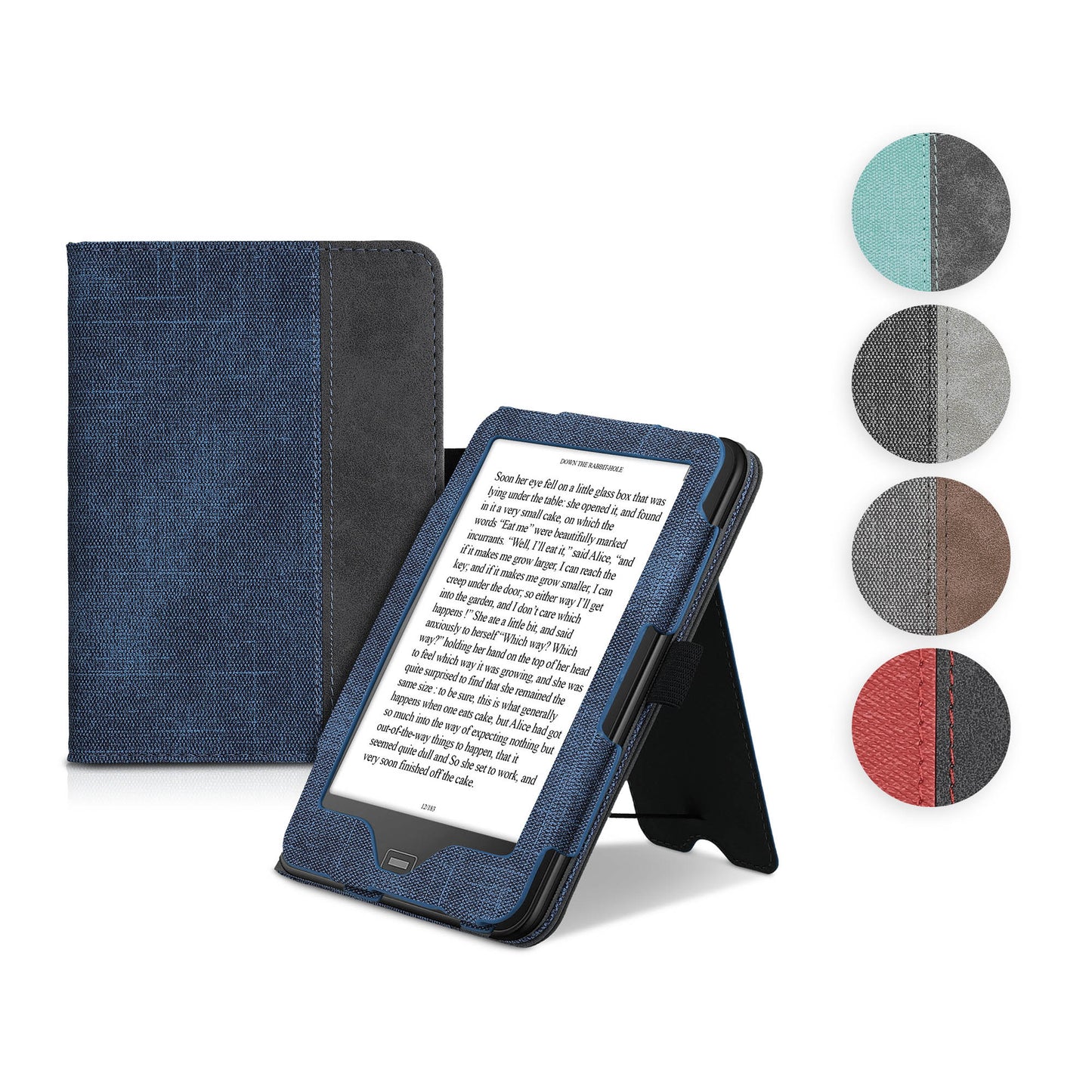 kwmobile Hülle kompatibel mit Tolino Vision 1 / 2 / 3 / 4 HD Hülle - Flip Case mit Handschlaufe - Kunstleder Cover - Dunkelgrün Dunkelgrau Dunkelgrün  [dsg06]