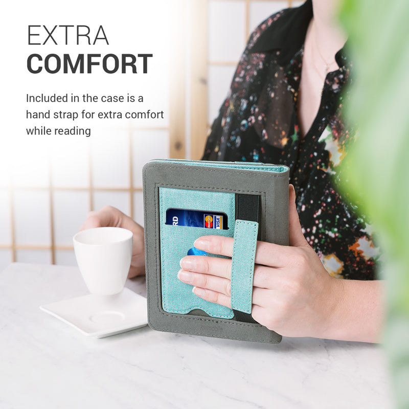 kwmobile Case Compatible with Tolino Vision 1 / 2 / 3 / 4 HD Cover Flip Case with Hand Strap Faux Leather Cover