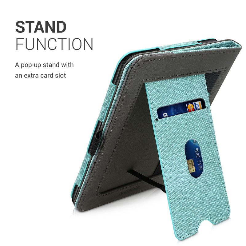 kwmobile Case Compatible with Tolino Vision 1 / 2 / 3 / 4 HD Cover Flip Case with Hand Strap Faux Leather Cover