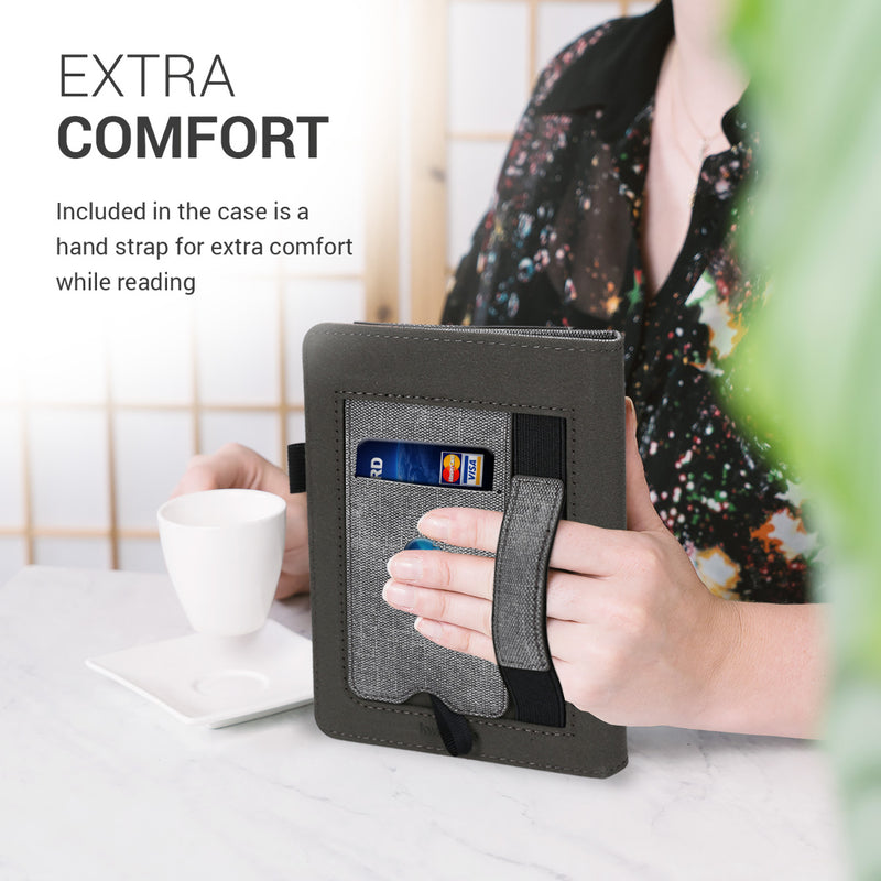 kwmobile Case Compatible with Tolino Shine 3 Flip Case with Hand Strap Cover