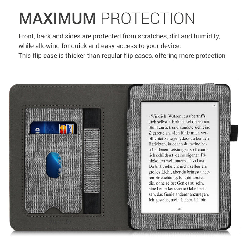 kwmobile Case Compatible with Tolino Shine 3 Flip Case with Hand Strap Cover