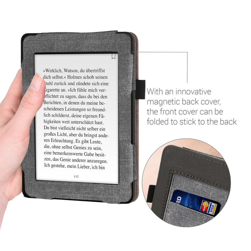 kwmobile Case Compatible with Tolino Shine 3 Flip Case with Hand Strap Cover