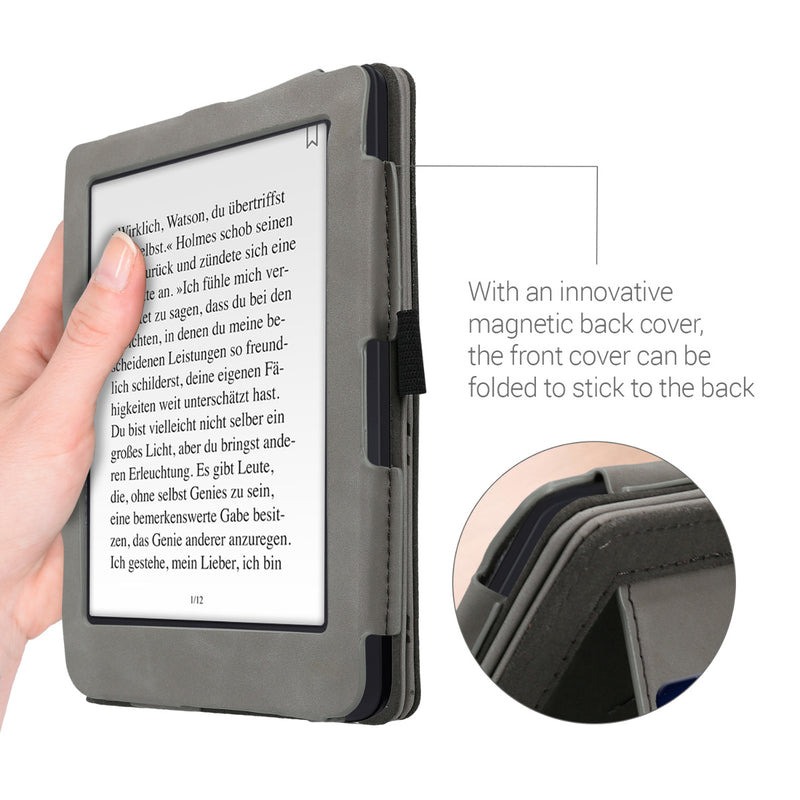 kwmobile Case Compatible with Tolino Shine 3 Flip Case - Cover with Hand Strap