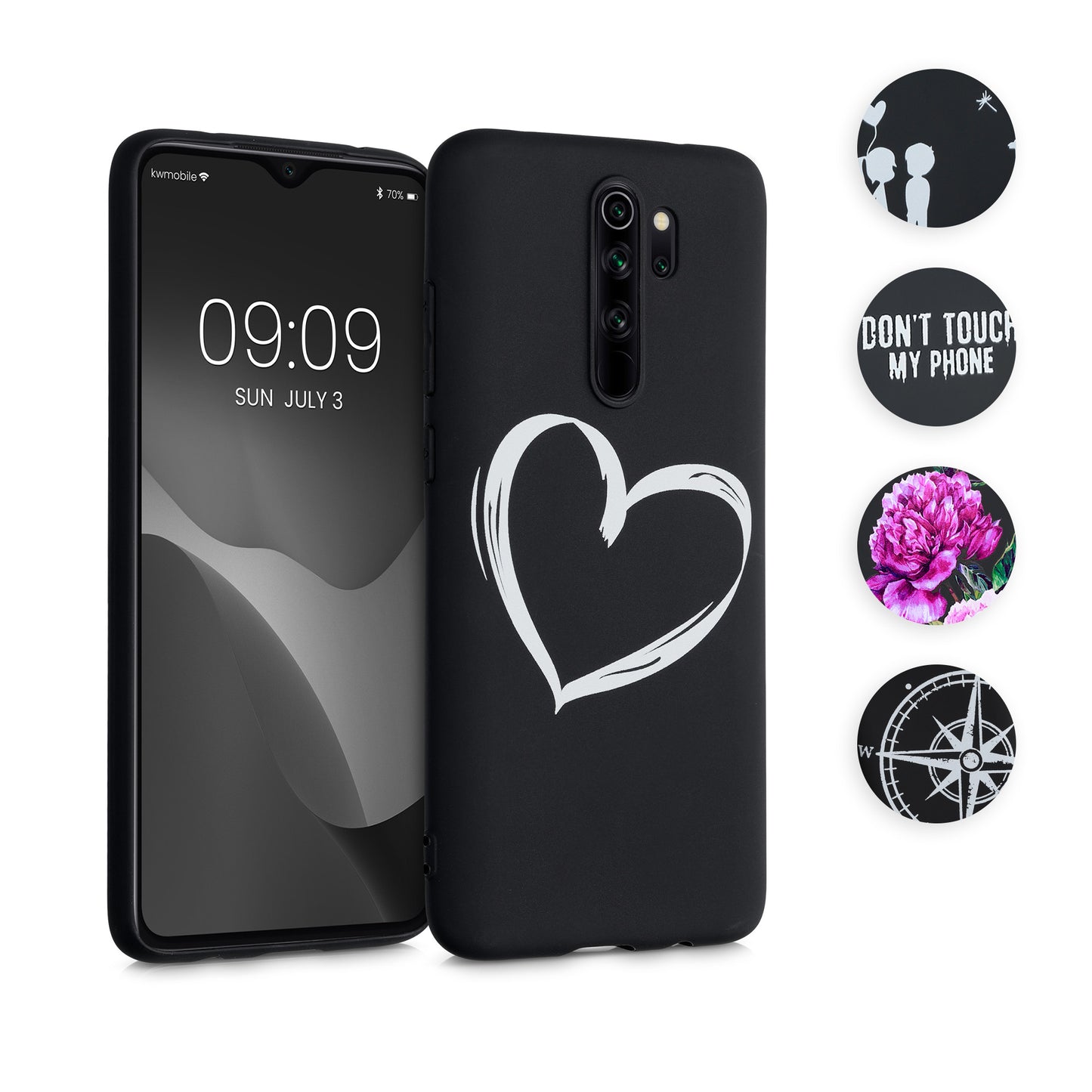 kwmobile Hülle kompatibel mit Xiaomi Redmi Note 8 Pro - Handyhülle Silikon Case - Don't touch my Phone Weiß Schwarz Weiß  [dsg01]