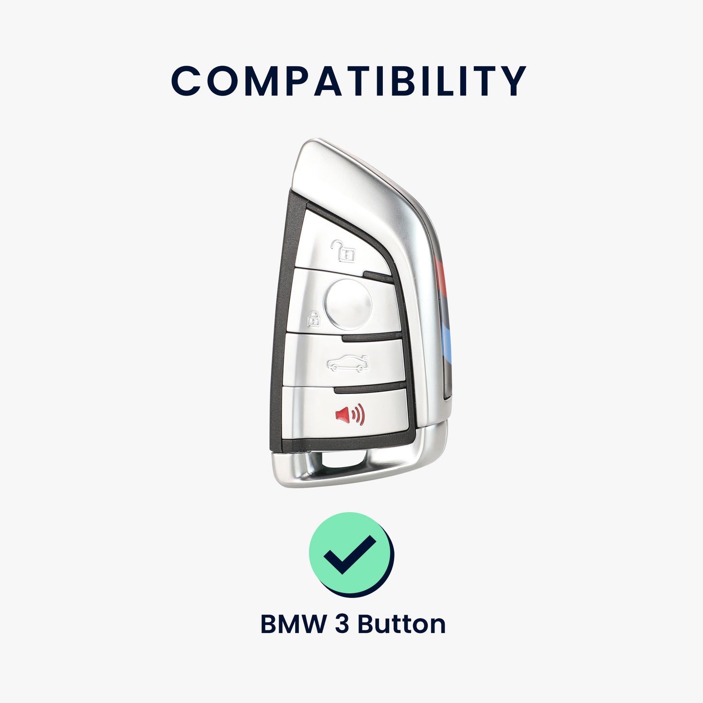 kwmobile Car Key Cover Compatible with BMW 3-Button Smart Key Car Key Cover