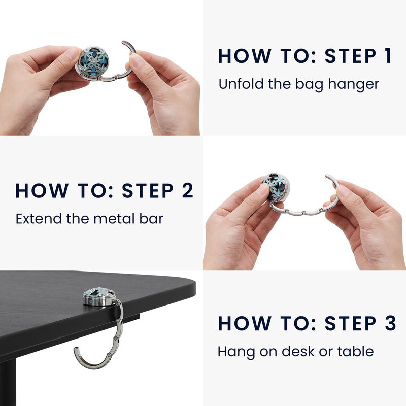 kwmobile Bag Holder for Table, Foldable Bag Hanger, Bag Hook, Table Hook Set