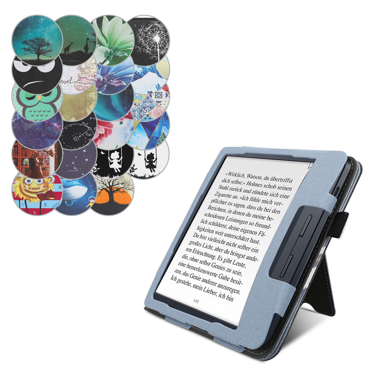 kwmobile Flip Case compatible with Kobo Libra H2O - Cover with Hand Strap