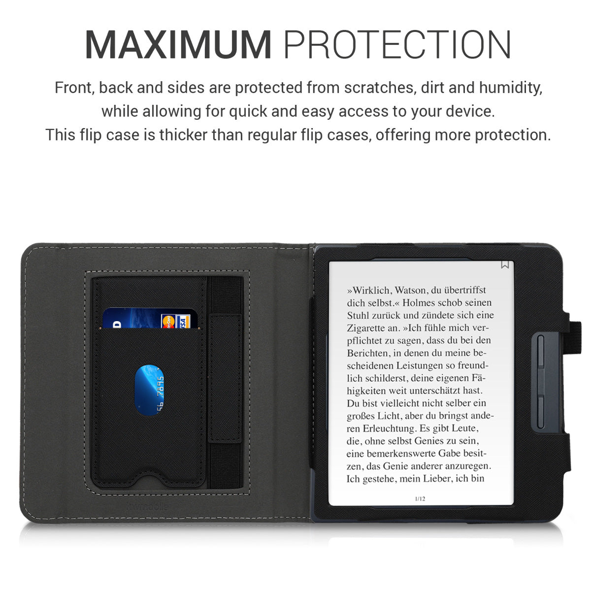 kwmobile Flip Case compatible with Kobo Libra H2O - Cover with Hand Strap
