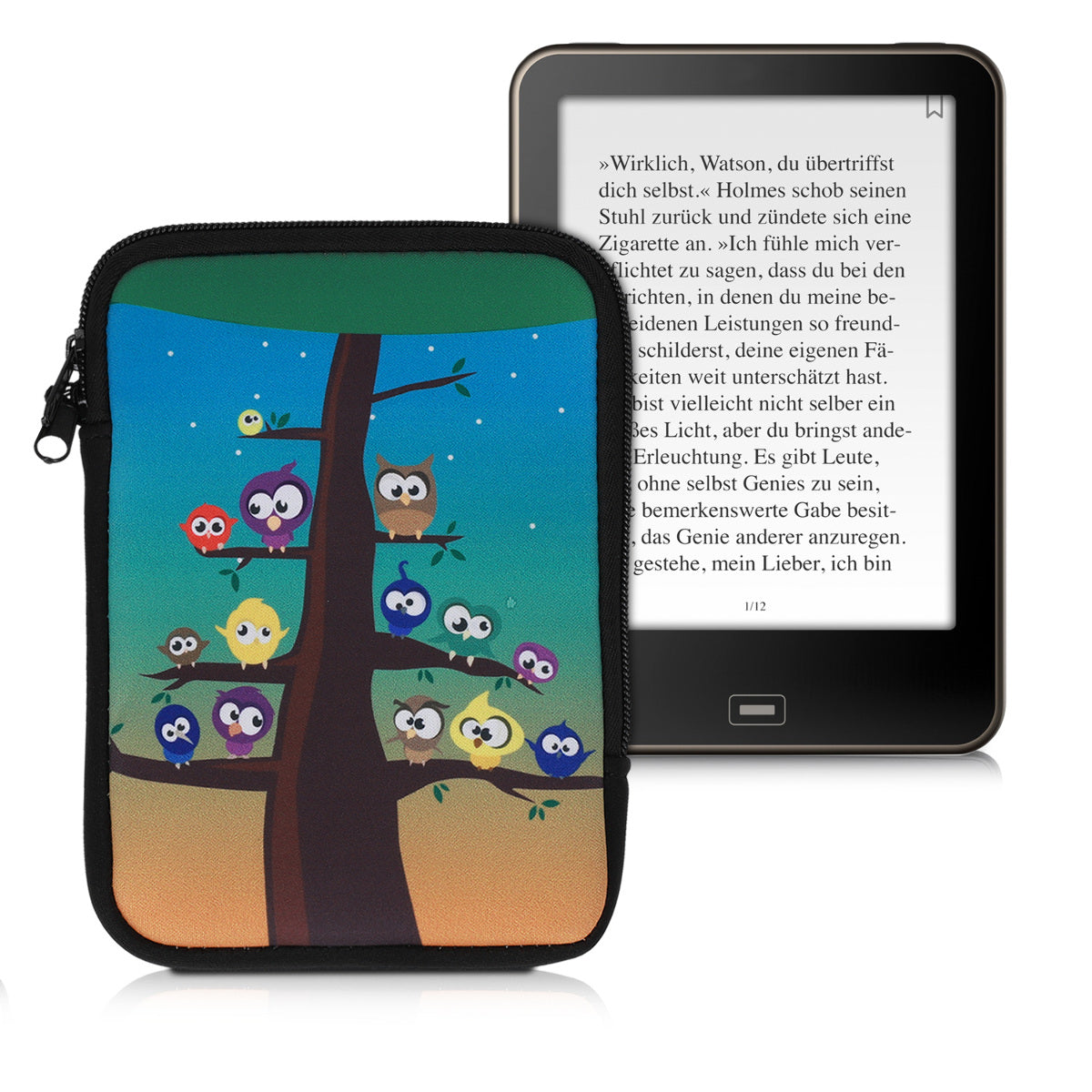 kwmobile Bag for eReader Protective Case Galaxy Tree Meadow 17 x 12 x 2 cm Inner Dimensions