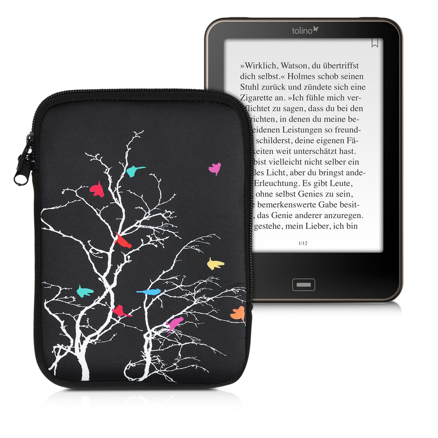 kwmobile Bag for eReader Protective Case Galaxy Tree Meadow 17 x 12 x 2 cm Inner Dimensions