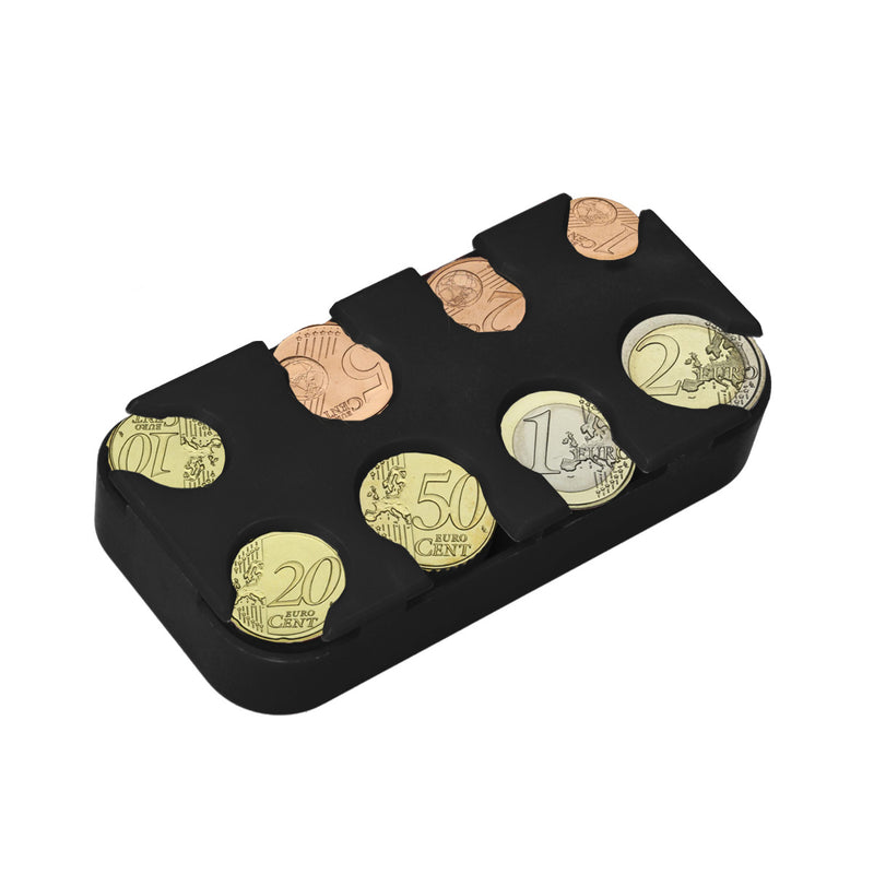 kwmobile Coin Box for Euro Coins - 8 Compartments from 1 Cent to 2 Euro - Coin Holder Coin Collector - Coin Dispenser Sorter