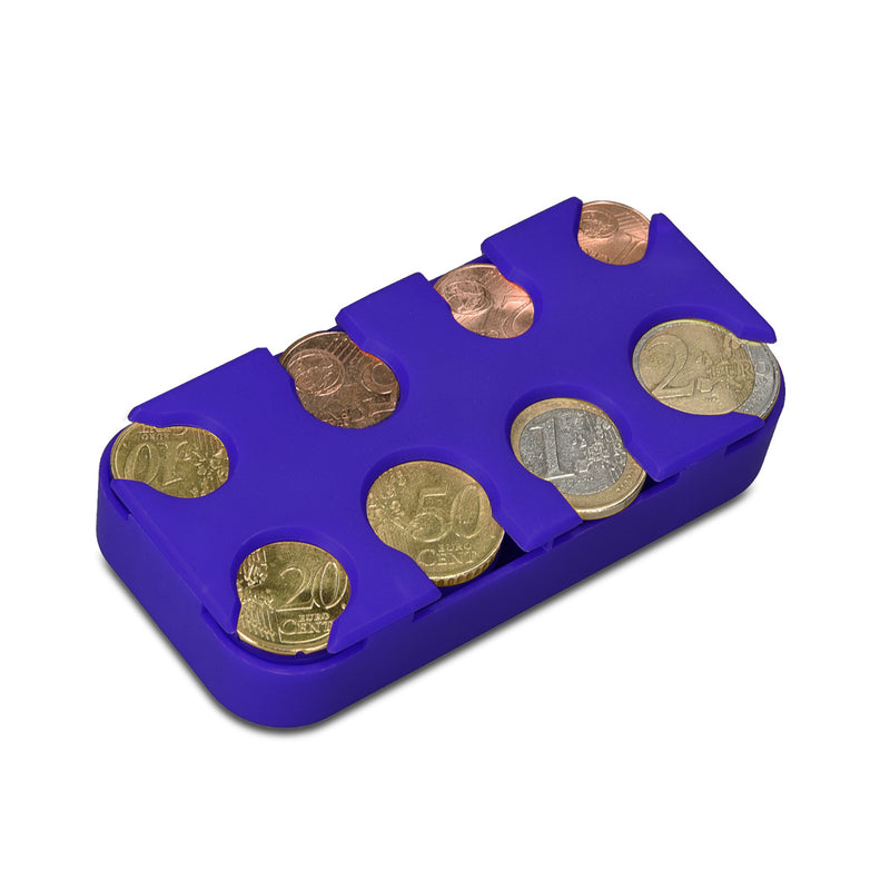 kwmobile Coin Box for Euro Coins - 8 Compartments from 1 Cent to 2 Euro - Coin Holder Coin Collector - Coin Dispenser Sorter