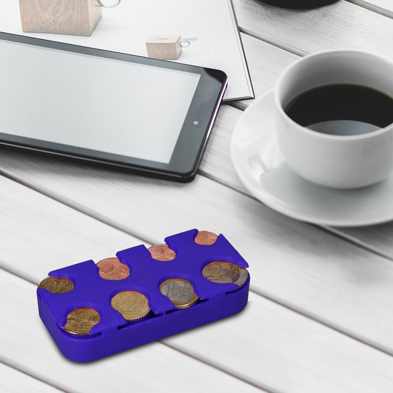 kwmobile Coin Box for Euro Coins - 8 Compartments from 1 Cent to 2 Euro - Coin Holder Coin Collector - Coin Dispenser Sorter