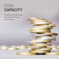 kwmobile Coin Box for Euro Coins - 8 Compartments from 1 Cent to 2 Euro - Coin Holder Coin Collector - Coin Dispenser Sorter