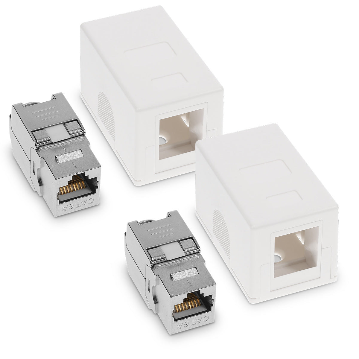 Surface-mount network jack with Keystone module