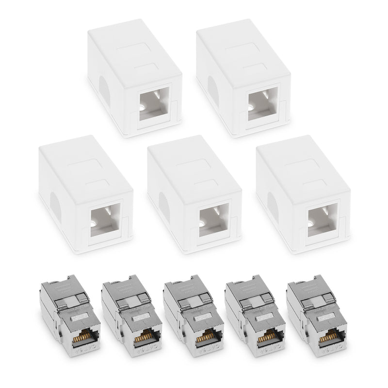 Surface-mount network jack with Keystone module