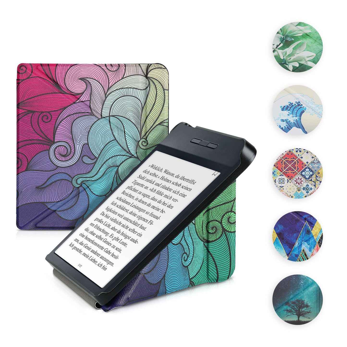kwmobile Schutzhülle kompatibel mit Kobo Libra H2O - Hülle Kunstleder - eReader Cover Case - Travel Schriftzug Schwarz Mehrfarbig Schwarz  [dsg01]