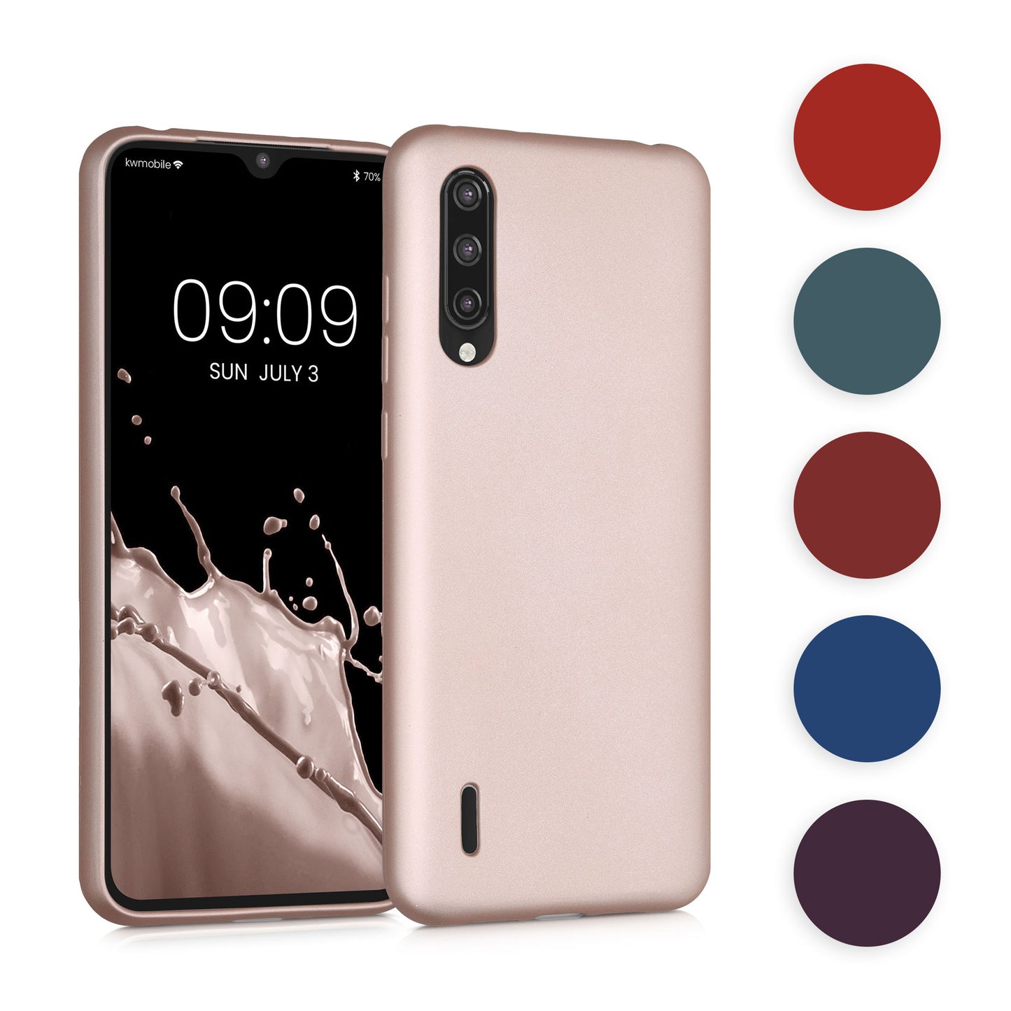 kwmobile Case kompatibel mit Xiaomi Mi 9 Lite Hülle - Schutzhülle aus Silikon metallisch schimmernd - Handyhülle Metallic Rosegold Metallic Rosegold  