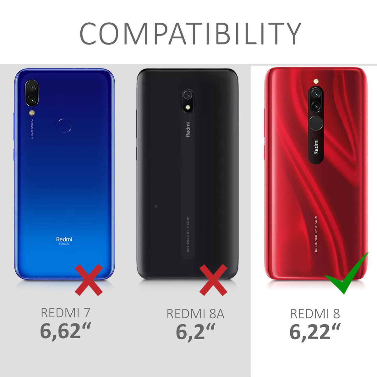 kwmobile Phone Case for Xiaomi Redmi 8 Cover - Soft Silicone Phone Case - Protective Cover