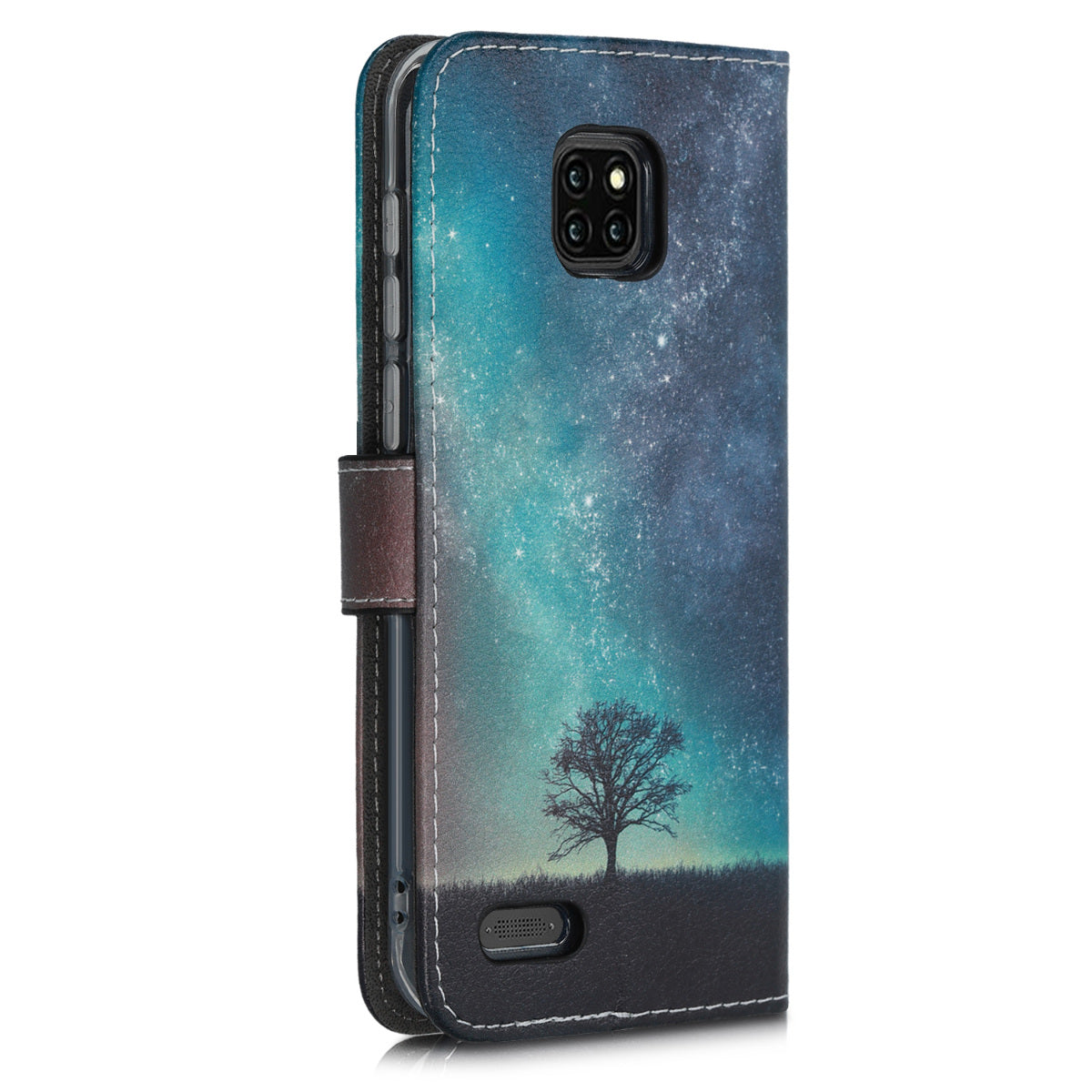 kwmobile Wallet Case Compatible with Ulefone Note 7 (2019) - Cover with Stand and Card Slots - Don't touch my Phone