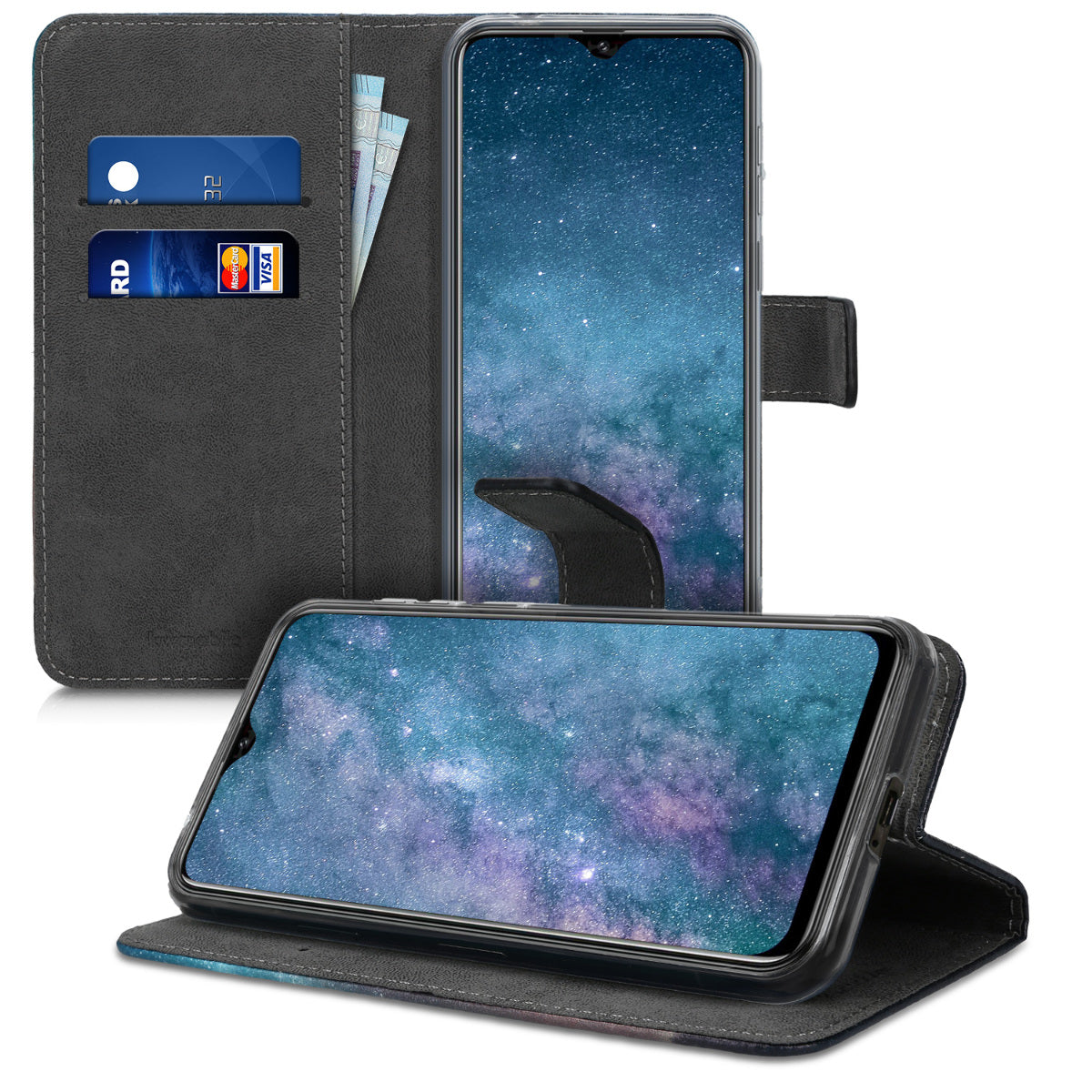 kwmobile Wallet Case Compatible with Ulefone Note 7 (2019) - Cover with Stand and Card Slots - Don't touch my Phone
