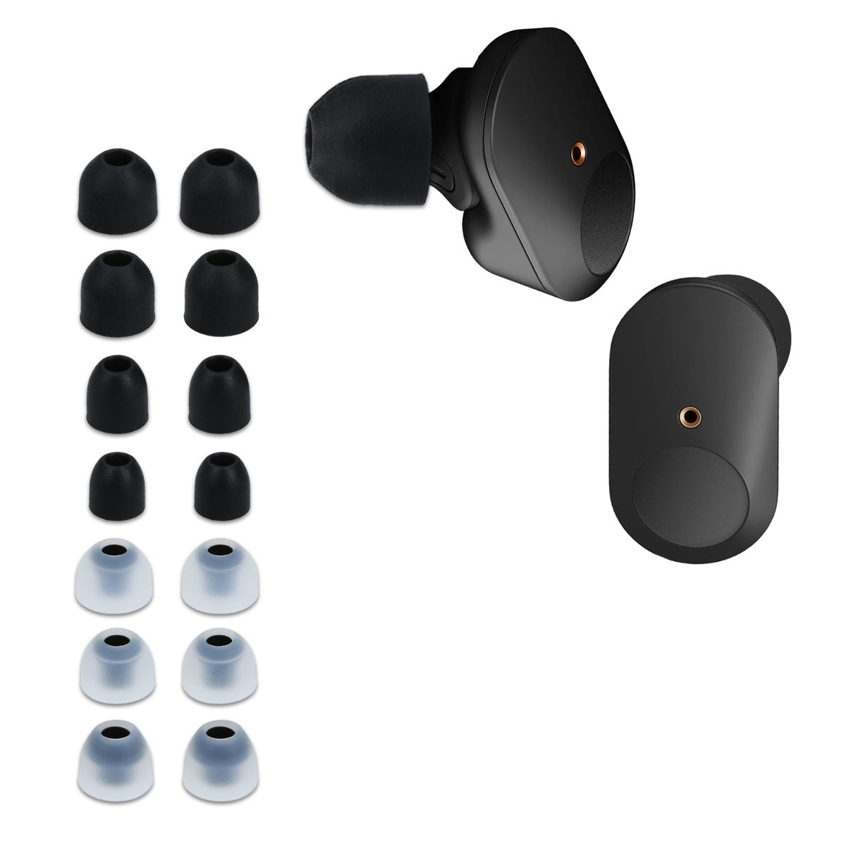 kwmobile Replacement Eartips compatible with Sony WF-1000XM3 / WF-1000XM4 / WF-1000XM5 - 4 Sizes - In-Ear Headphones Eartips - Cushions