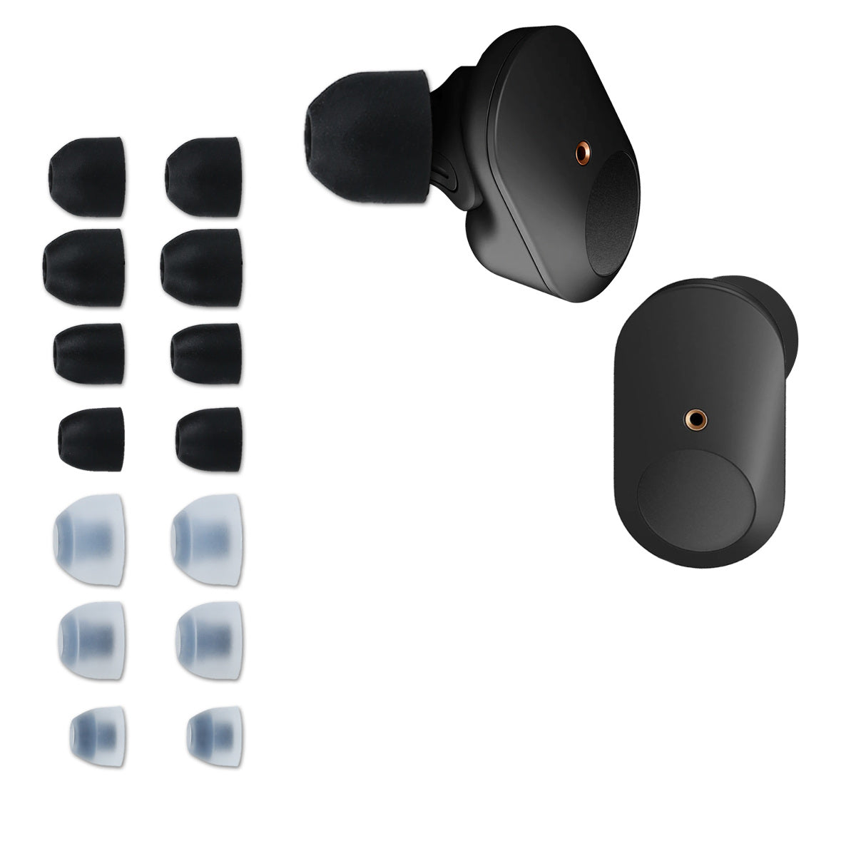 kwmobile Replacement Eartips compatible with Sony WF-1000XM3 / WF-1000XM4 / WF-1000XM5 - 4 Sizes - In-Ear Headphones Eartips - Cushions