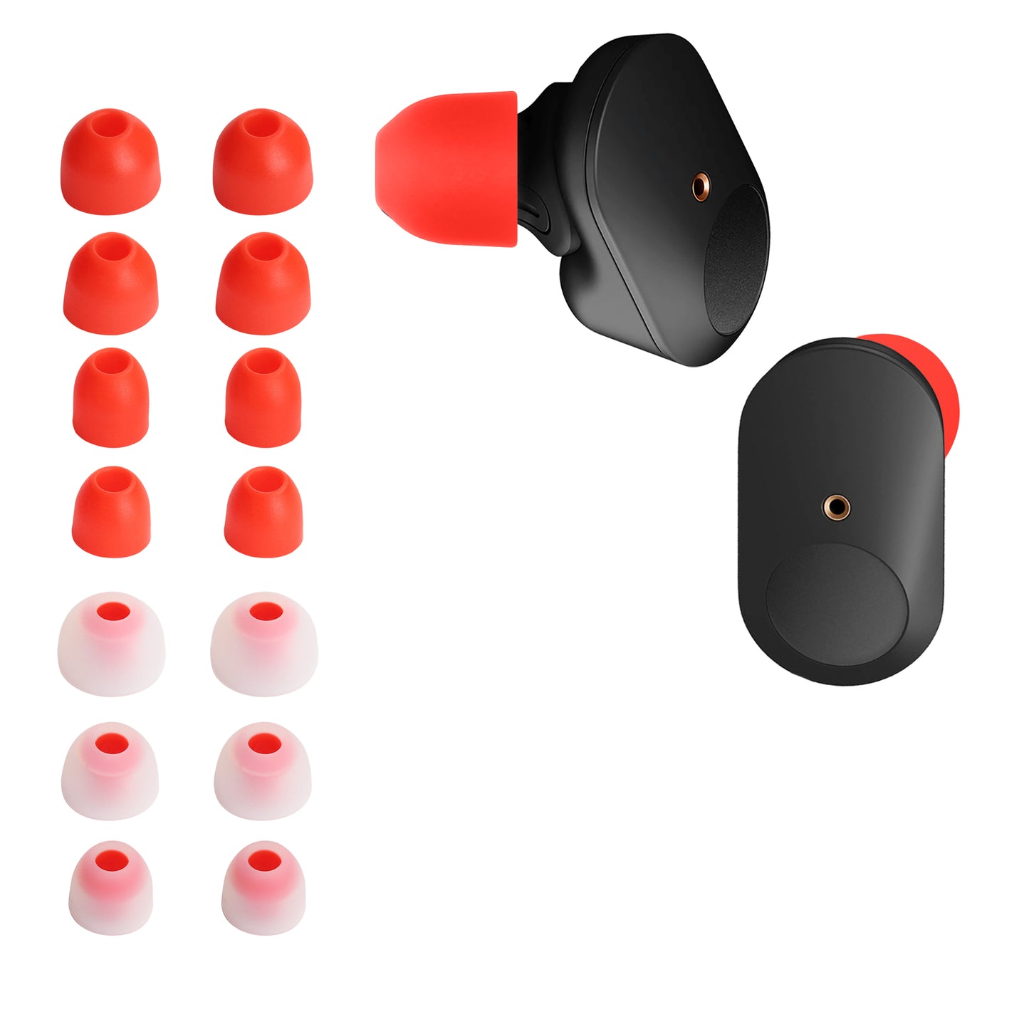 kwmobile Replacement Eartips compatible with Sony WF-1000XM3 / WF-1000XM4 / WF-1000XM5 - 4 Sizes - In-Ear Headphones Eartips - Cushions