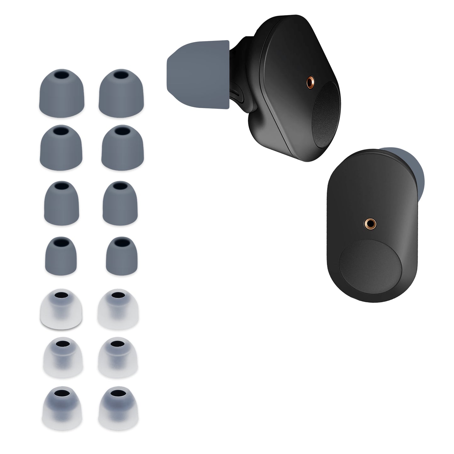 kwmobile Replacement Eartips compatible with Sony WF-1000XM3 / WF-1000XM4 / WF-1000XM5 - 4 Sizes - In-Ear Headphones Eartips - Cushions
