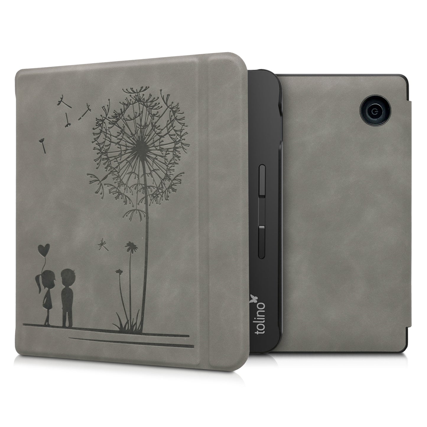 kwmobile Case for Tolino Vision 5 - eReader Cover Made of Faux Leather with Auto Sleep Function - Dandelion Love