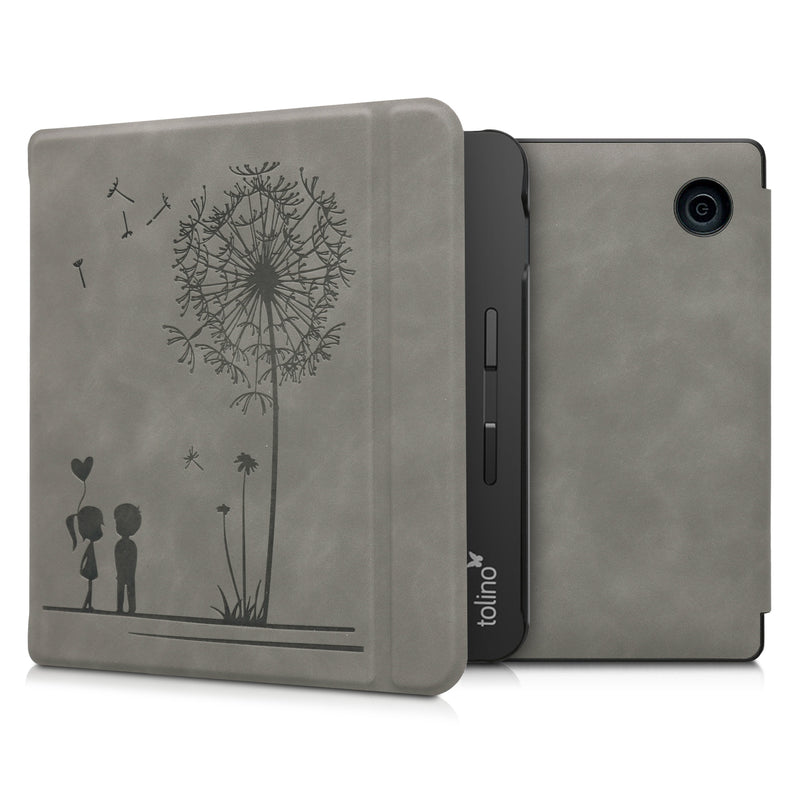kwmobile Case for Tolino Vision 5 - eReader Cover Made of Faux Leather with Auto Sleep Function - Dandelion Love
