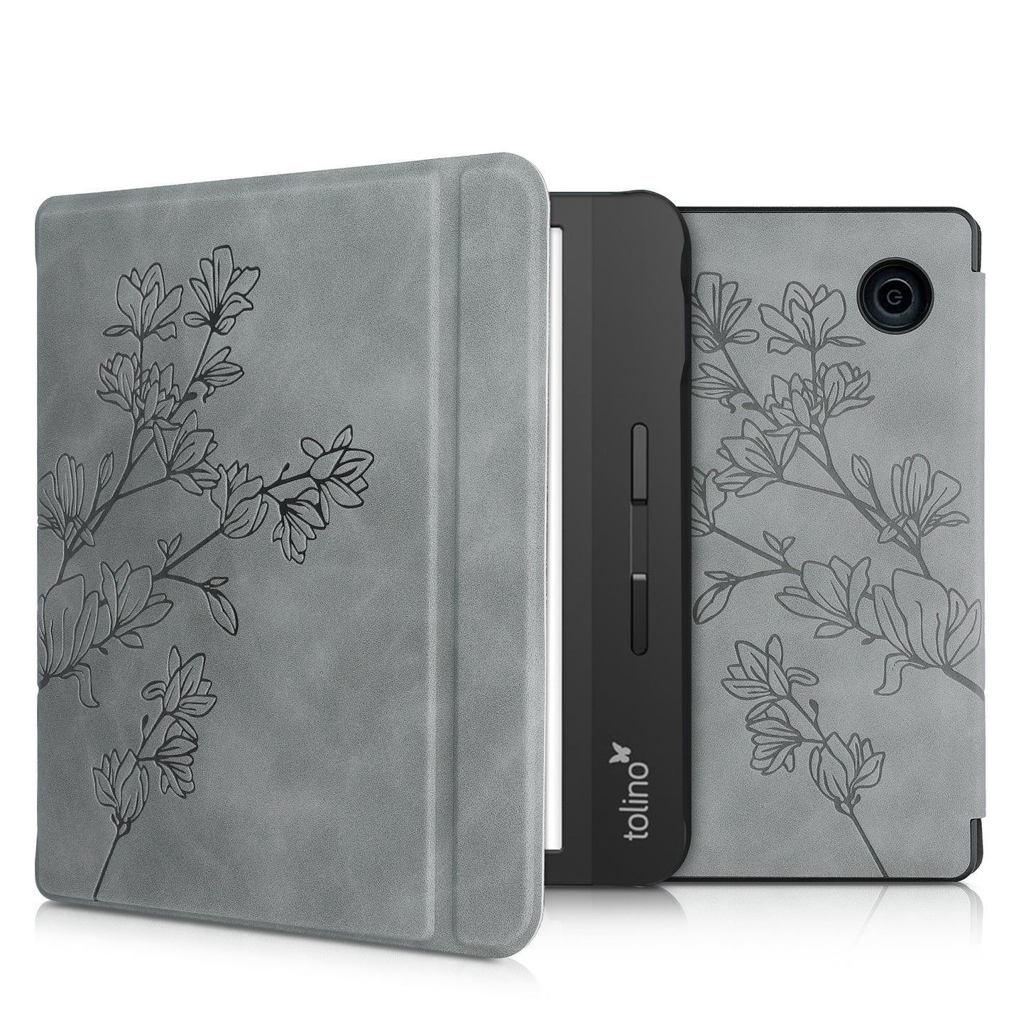 kwmobile Case for Tolino Vision 5 - eReader Cover Made of Faux Leather with Auto Sleep Function - Dandelion Love
