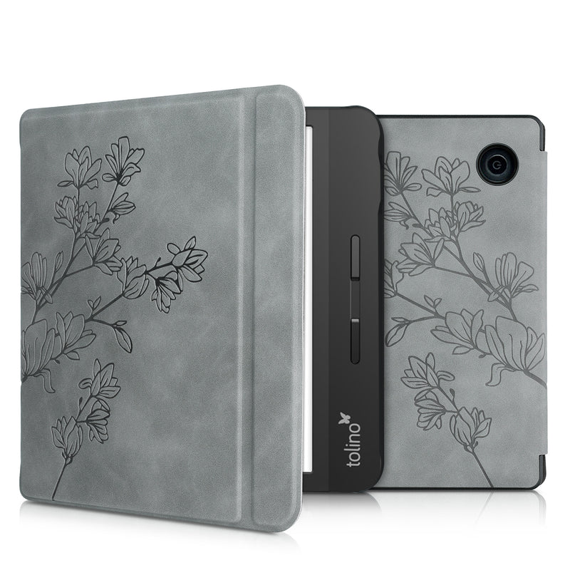 kwmobile Case for Tolino Vision 5 - eReader Cover Made of Faux Leather with Auto Sleep Function - Dandelion Love
