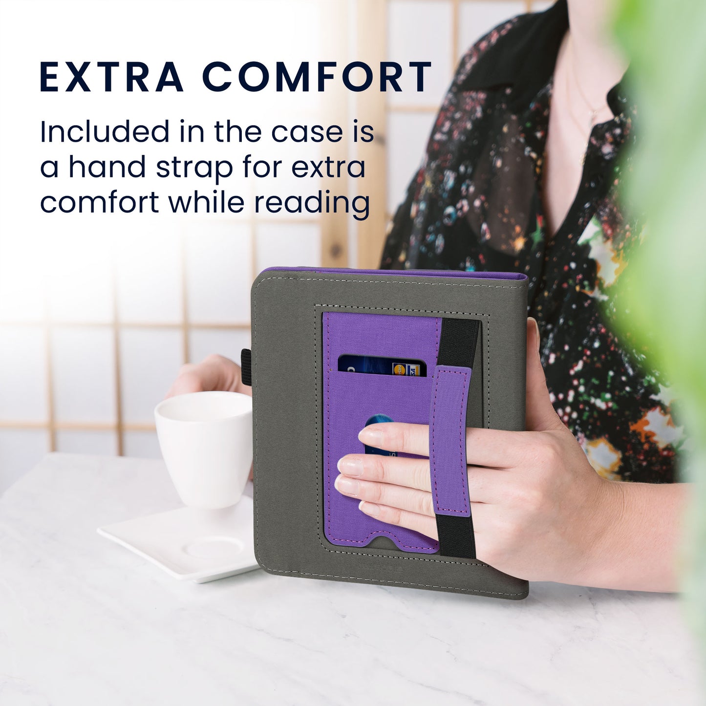 kwmobile Case Compatible with Tolino Vision 5 - Flip Case with Hand Strap - Cover