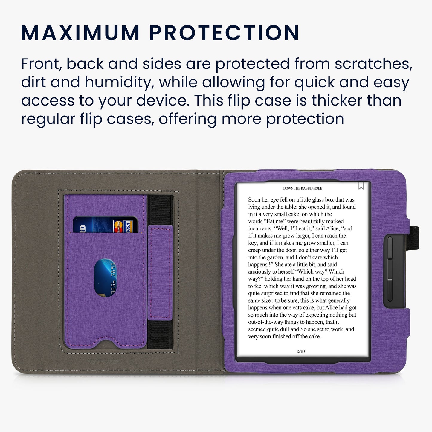 kwmobile Case Compatible with Tolino Vision 5 - Flip Case with Hand Strap - Cover