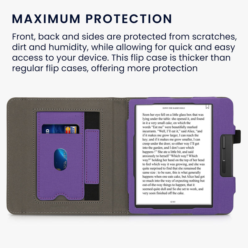 kwmobile Case Compatible with Tolino Vision 5 - Flip Case with Hand Strap - Cover