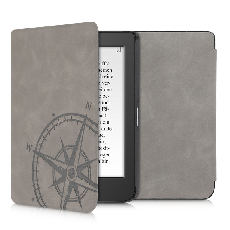 kwmobile Case for Tolino Page 2 Cover - eReader Case made of Faux Leather with Auto Sleep Function - Heart Brush