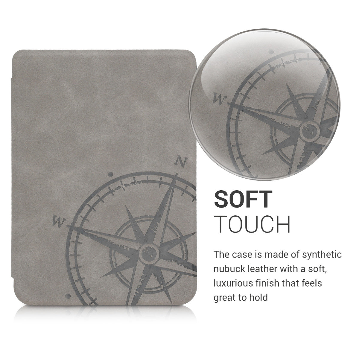 kwmobile Case for Tolino Page 2 Cover - eReader Case made of Faux Leather with Auto Sleep Function - Heart Brush