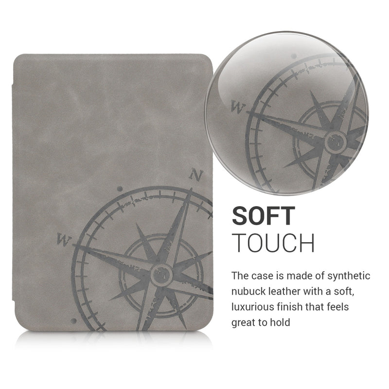 kwmobile Case for Tolino Page 2 Cover - eReader Case made of Faux Leather with Auto Sleep Function - Heart Brush