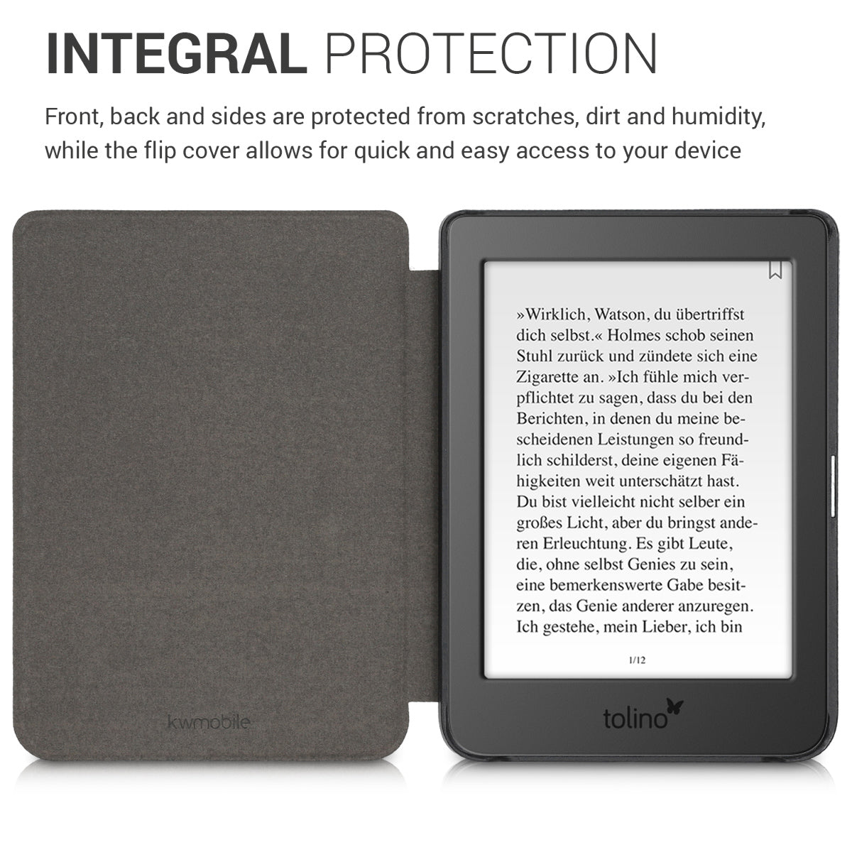 kwmobile Case for Tolino Page 2 Cover - eReader Case made of Faux Leather with Auto Sleep Function - Heart Brush