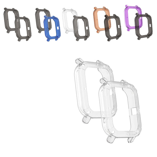 kwmobile 2x Sport Schutzhülle kompatibel mit Huami Amazfit GTS Hülle - Silikon Cover klar - Case ohne Tracker - Transparent Transparent  [dsg01]