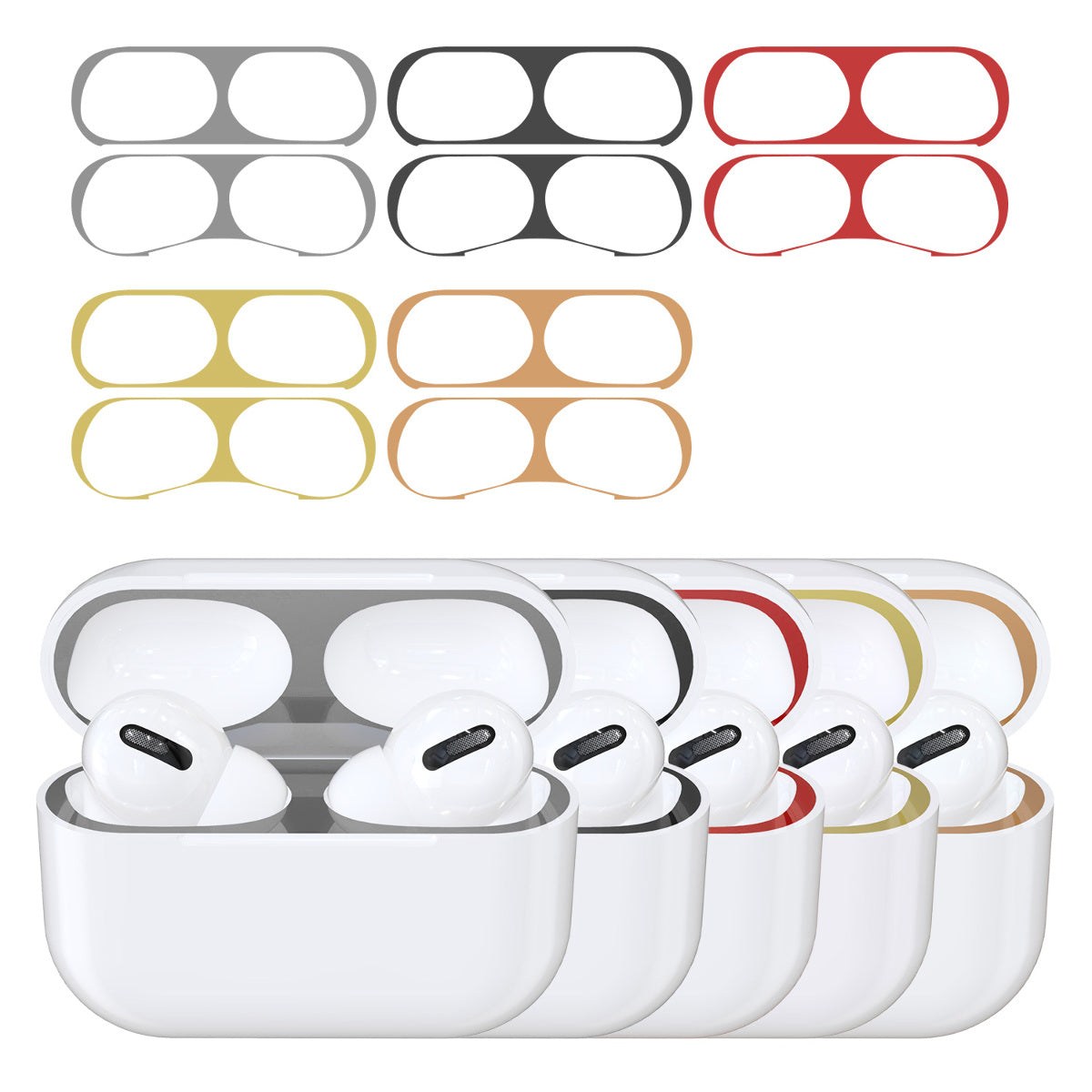 kwmobile Staubschutz Sticker kompatibel mit Apple AirPods Pro - Metallstaub Schutz Aufkleber Skins in Schwarz Schwarz  