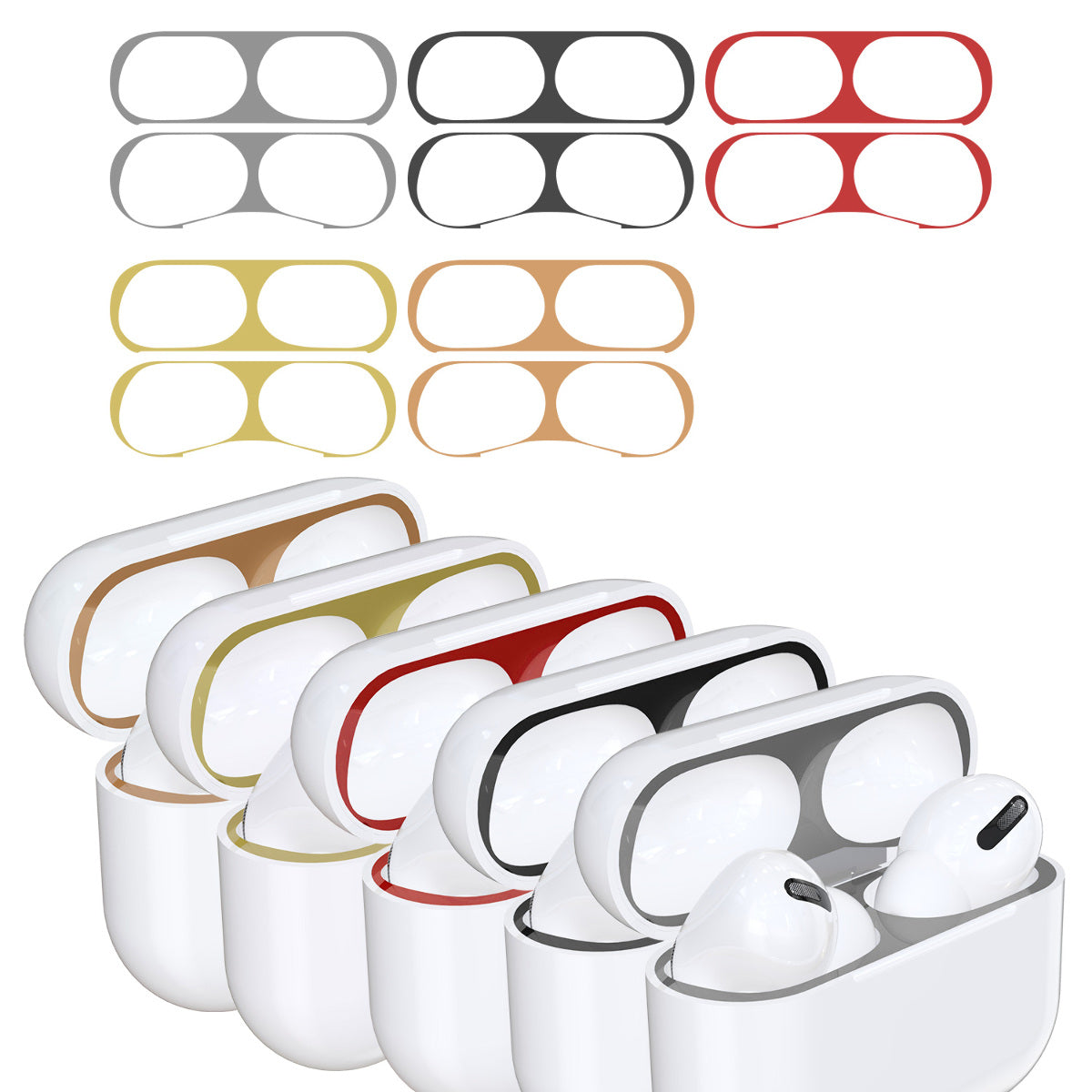 kwmobile Dust Guard Sticker compatible with Apple AirPods Pro - Metal Dust Protection Stickers Skins