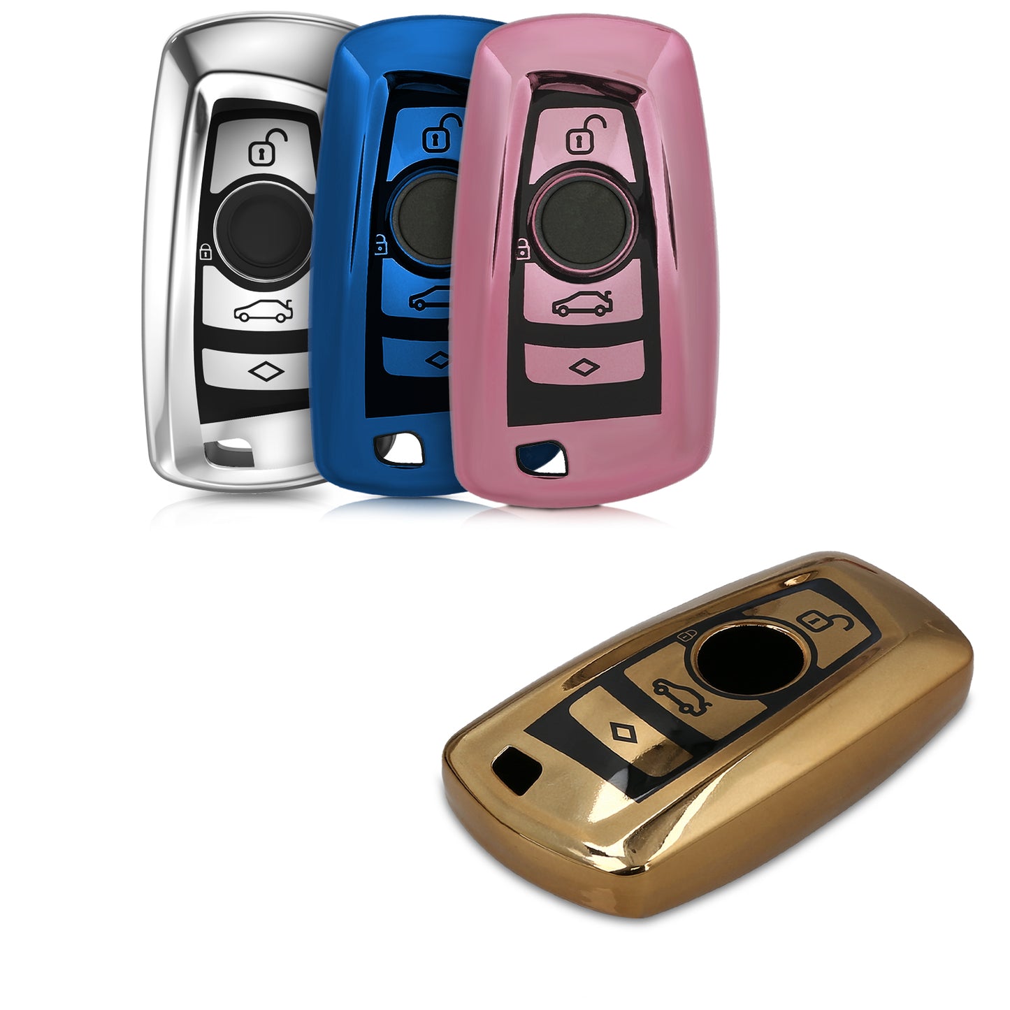 kwmobile Car Key Cover Compatible with BMW 3-Button Keyless Go Car Key - Silicone Case Remote Cover