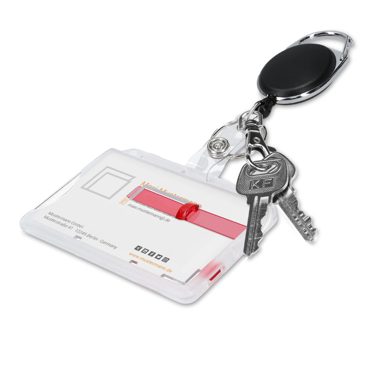 1x Retractable Badge Holder with Card Sleeve