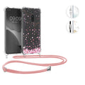 kwmobile Necklace Case kompatibel mit Xiaomi Mi 9T (Pro) / Redmi K20 (Pro) Hülle - Silikon Cover mit Handykette - Rosa Dunkelbraun Transparent Kirschblütenblätter Rosa  [dsg02]